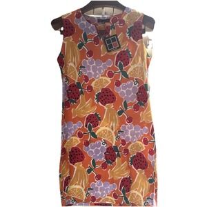 Carre Noir  Medium Shift Dress Fruit Salad Pattern Sleeveless Tunic